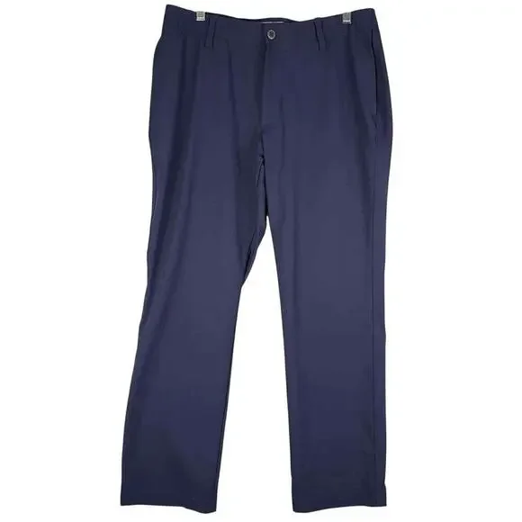 Under Armour UA Golf Pants Mens Size 36x30 Navy Blue Flat Front Performance - Picture 2 of 10